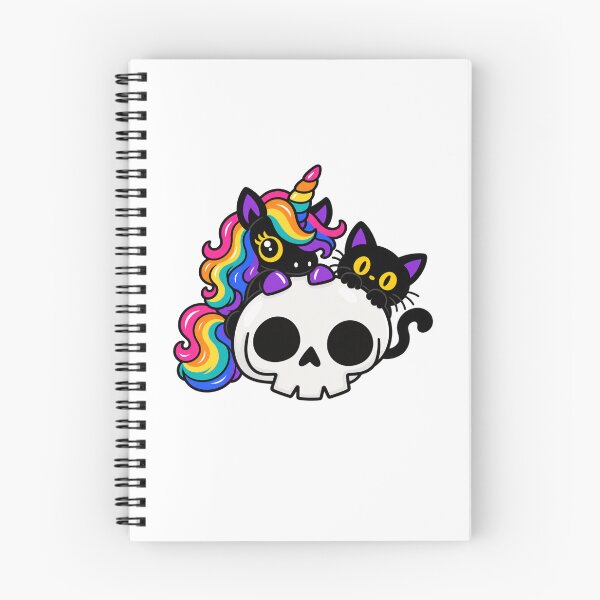 Item preview, Gothic Rainbow Unicorn and Black Cat – Cute Spooky Skull Sticker Pack designed and sold by Britishdelights.