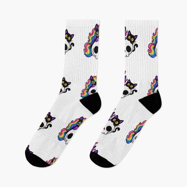 Item preview, Gothic Rainbow Unicorn and Black Cat – Cute Spooky Skull Sticker Pack designed and sold by Britishdelights.