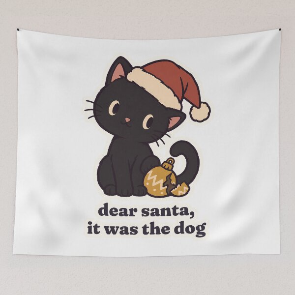 Item preview, Black Cat Dear Santa It Was the Dog Christmas designed and sold by OuqCreations.