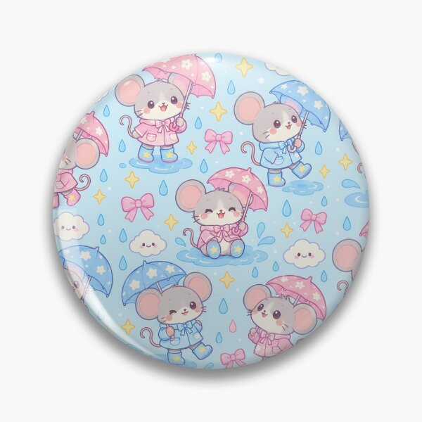 Item preview, Kawaii Rainy Day Mouse with Star Rain Boots Cute Pastel Pattern designed and sold by Soft Berry Studio.