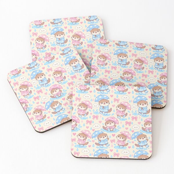 Item preview, Kawaii Rainy Day Otter with Cloud Rain Boots Cute Pastel Pattern designed and sold by Soft Berry Studio.