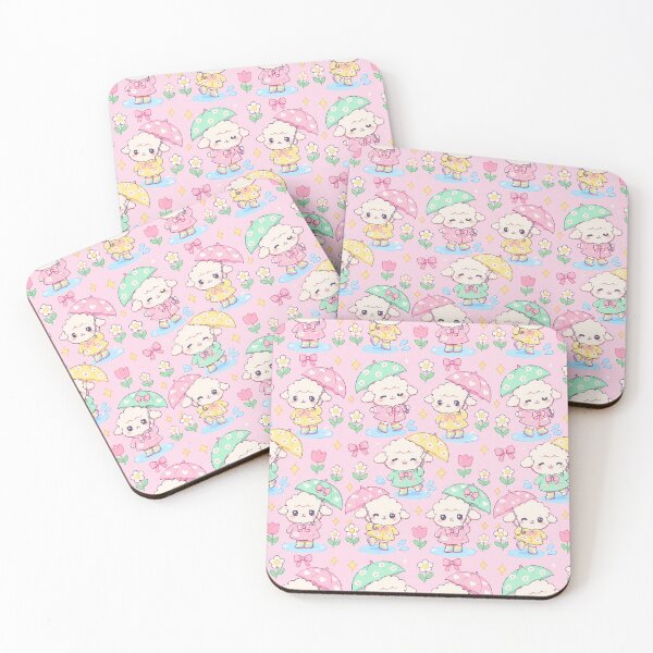 Item preview, Kawaii Rainy Day Lamb with Rainbow Rain Boots Cute Pastel Pattern designed and sold by Soft Berry Studio.