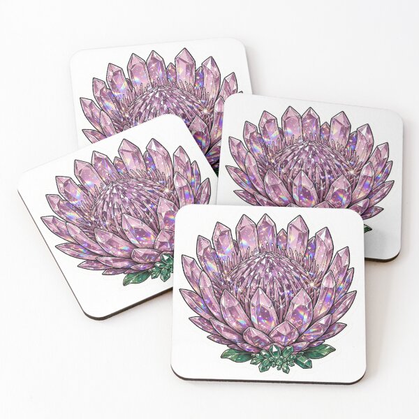 Item preview, Protea Flower Crystal Sticker - Amethyst Pink Protea With Emerald Base designed and sold by Crystal Critters .