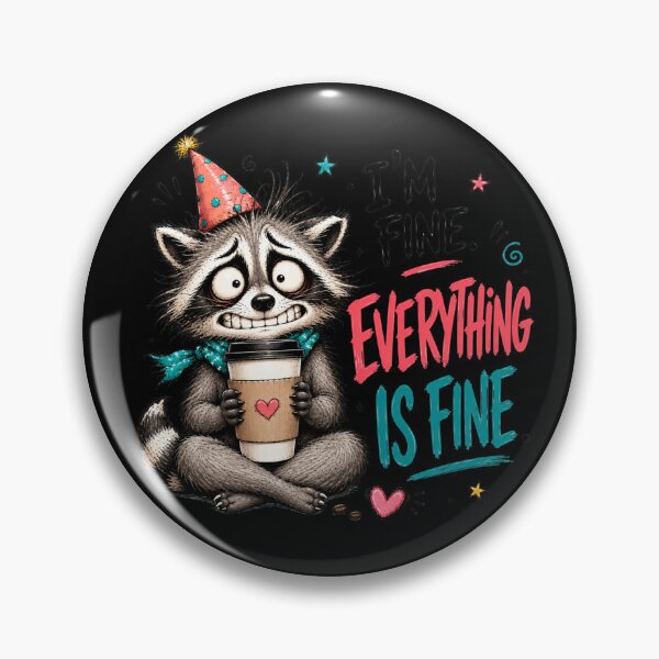 Artikelvorschau, Raccoon drinking Coffee, I Am Fine   entworfen und verkauft von MalwasBasket.