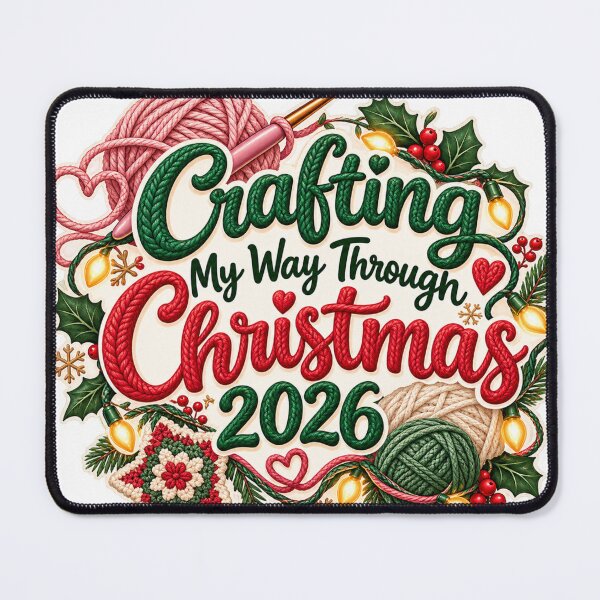 Item preview, Crafting My Way Through Christmas 2026 Crochet Yarn Cozy Mug Sticker designed and sold by Neworld24.