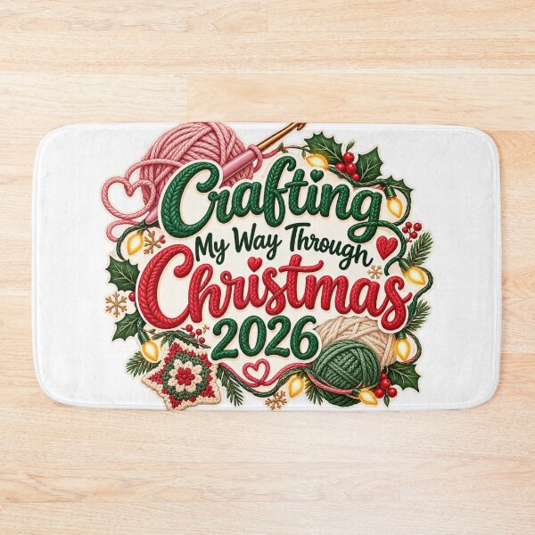 Item preview, Crafting My Way Through Christmas 2026 Crochet Yarn Cozy Mug Sticker designed and sold by Neworld24.