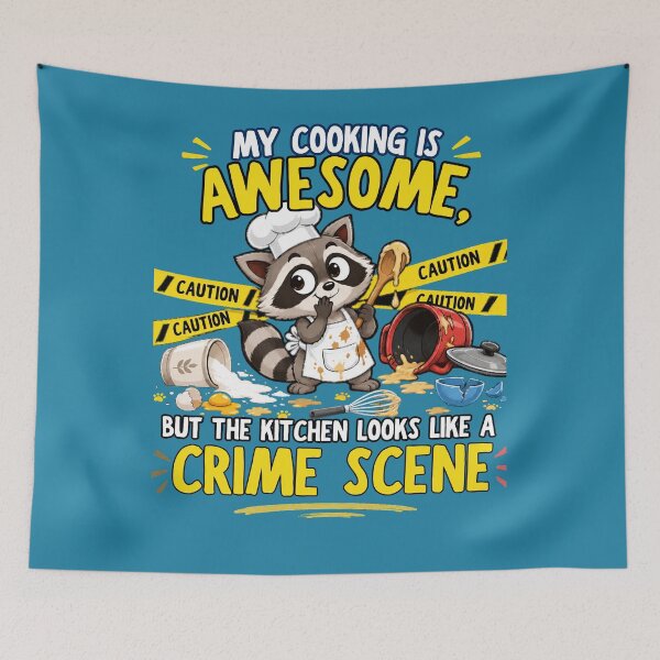 Item preview, My Cooking Is Awesome Kitchen Crime Scene Funny Chef Raccoon designed and sold by Colorful Idea.