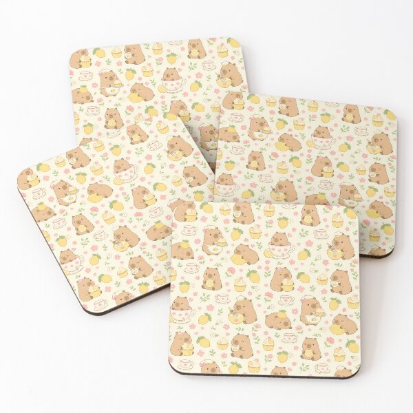 Item preview, Kawaii Capybara Lemon Bakery Pattern designed and sold by Soft Berry Studio.