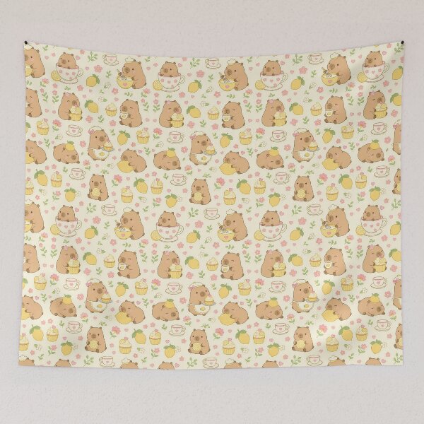 Item preview, Kawaii Capybara Lemon Bakery Pattern designed and sold by Soft Berry Studio.