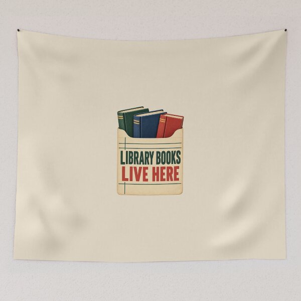 Item preview, Library Books Live Here Vintage Library Pocket Tote Bag designed and sold by astersgraphics.