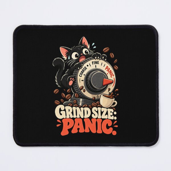 Item preview, Grind Size Panic Funny Home Barista Coffee Cat designed and sold by MOTIFOLK.