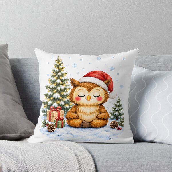 Item preview, Christmas Yoga Owl – Peaceful Meditation in the Snow designed and sold by YogiAnimalArt.