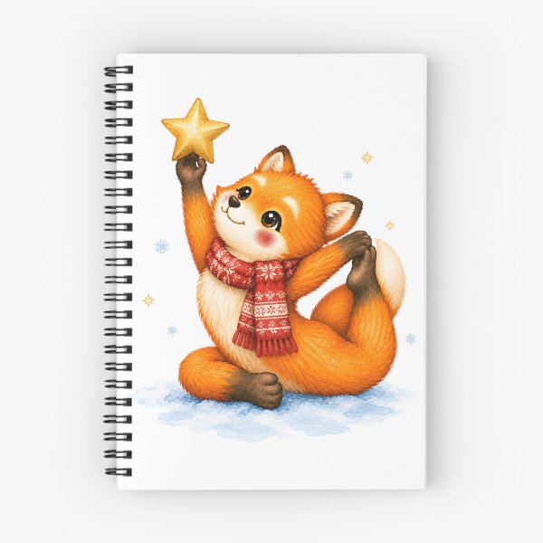 Item preview, Christmas Yoga Fox – King Pigeon Pose with Christmas Star designed and sold by YogiAnimalArt.