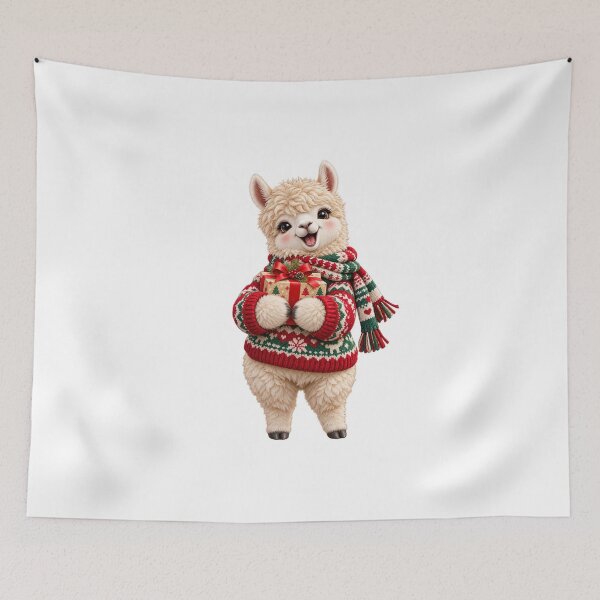 Item preview, Cute Christmas Alpaca Holding Gift Holiday Design designed and sold by StyleLap.