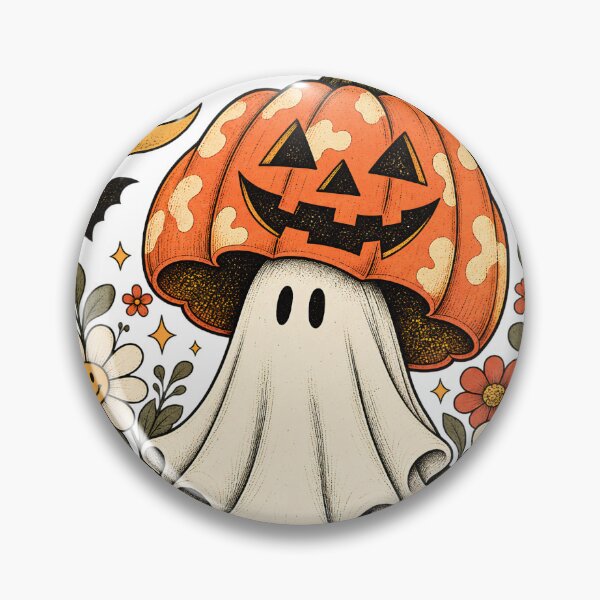 Item preview, Retro Halloween Ghost Pumpkin Hat Flowers designed and sold by SurrealSproutz.