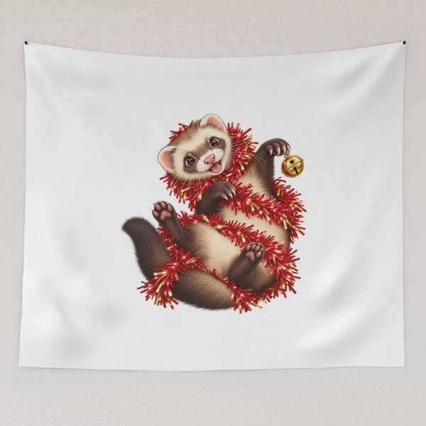 Item preview, Funny Christmas Ferret Tangled in Tinsel Holiday Design designed and sold by StyleLap.