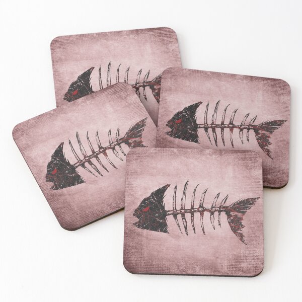 Item preview, Piranha Skeleton Fish Bones Red Grunge Distressed Punk designed and sold by Ghoul Enterprises.