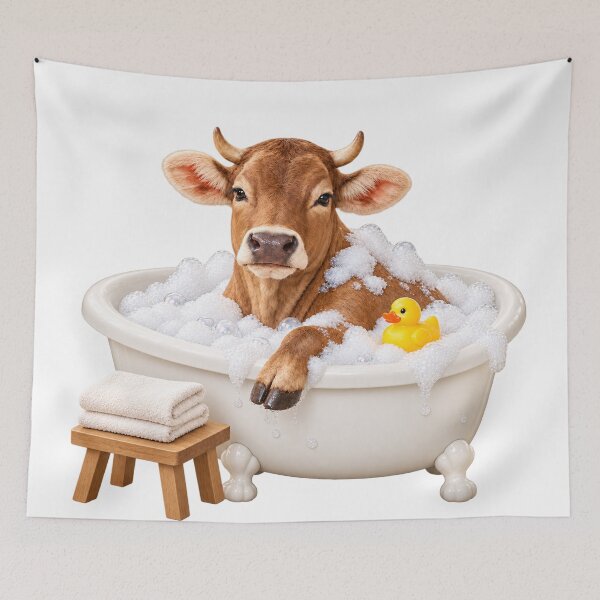 Item preview, Cute Brown Swiss Cow Bathtub designed and sold by Sillytoe.