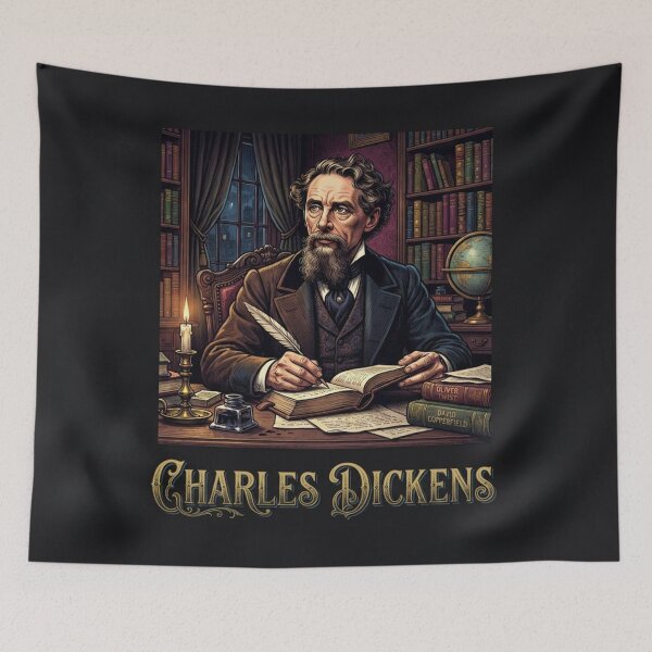 Artikelvorschau, Charles Dickens in seinem Arbeitszimmer – Porträt eines Schriftstellers entworfen und verkauft von Owcomm.