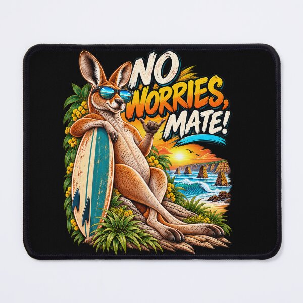 Artikelvorschau, Keine Sorge, Kumpel – Lustiges australisches Känguru-Retro-Surfstrand-Design entworfen und verkauft von dhmnee.