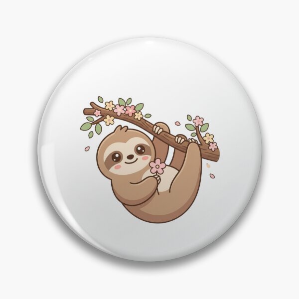 Item preview, Cute Kawaii Sloth Flower Branch Illustration designed and sold by ajamzbox.