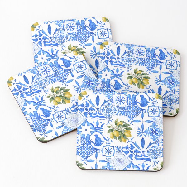 Item preview, Azulejo tile pattern with lemons designed and sold by lotsofniches.