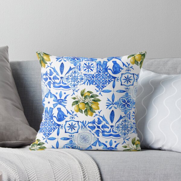 Aperçu de l'œuvre Motif de carreaux azulejos avec des citrons créée et vendue par lotsofniches.