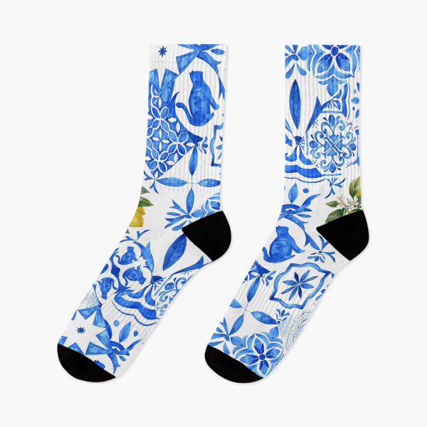 Aperçu de l'œuvre Motif de carreaux azulejos avec des citrons créée et vendue par lotsofniches.