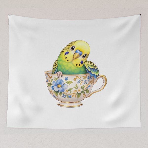 Item preview, Cute Budgie in Floral Teacup Bird Lover Design designed and sold by StyleLap.