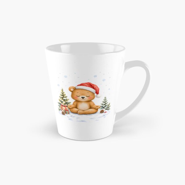 Item preview, Christmas Yoga Bear – Snowy Lotus Pose with Santa Hat designed and sold by YogiAnimalArt.