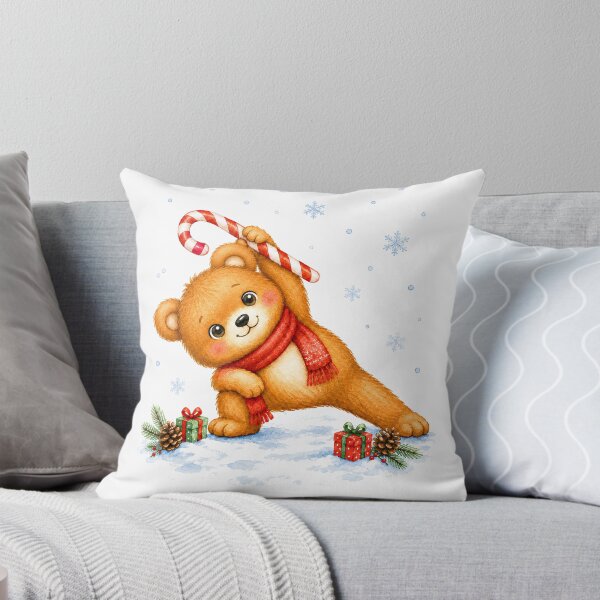 Item preview, Christmas Yoga Bear – Candy Cane Extended Side Angle Pose designed and sold by YogiAnimalArt.