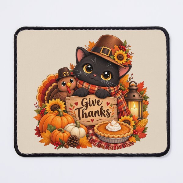 Item preview, Cute Thanksgiving Black Cat designed and sold by Dew Drop Designs.