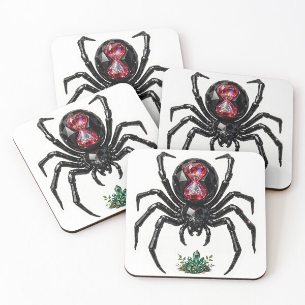 Item preview, Black Widow Crystal Sticker - Onyx Black Spider With Ruby Red Hourglass And Emerald Base designed and sold by Crystal Critters .