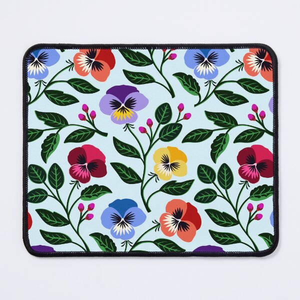 Item preview, Colorful tossed pansy flowers on light blue designed and sold by Jennifer Ladd.