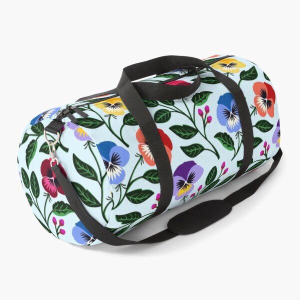 Item preview, Colorful tossed pansy flowers on light blue  designed and sold by Jennifer Ladd.