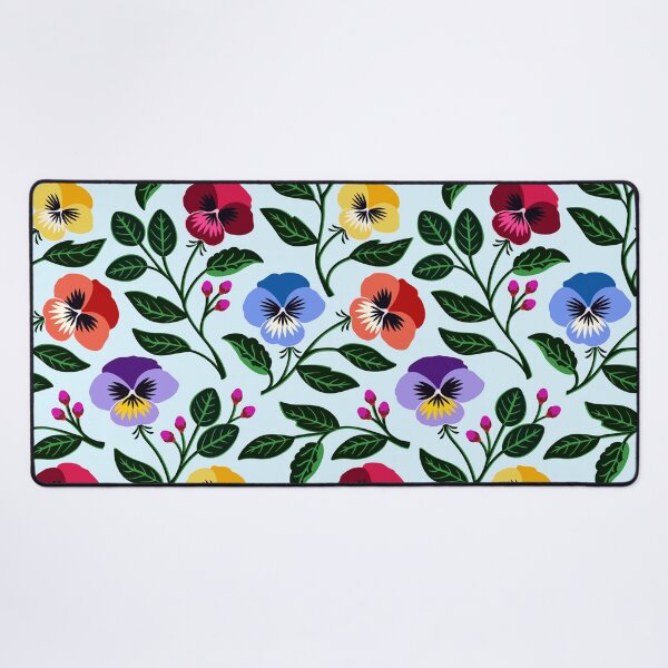Item preview, Colorful tossed pansy flowers on light blue  designed and sold by Jennifer Ladd.