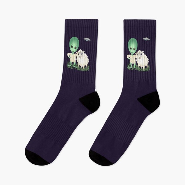Artikelvorschau, Außerirdische wollen Jumper auch, den „kleinen grünen Mann“ mit Schafen entworfen und verkauft von Adamo-illustration.