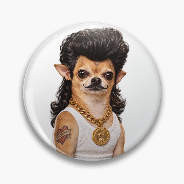 Artikelvorschau, Chihuahua mit Vokuhila – Lustiger 80er-Jahre-Rockabilly-Hundehumor entworfen und verkauft von WolfmanProphecy.