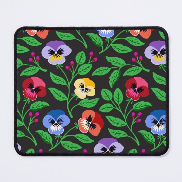 Item preview, Colorful tossed pansy flowers on black designed and sold by Jennifer Ladd.