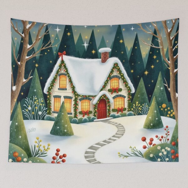 Item preview, Starlight Christmas Cottage designed and sold by Dream Bloom Gallery.