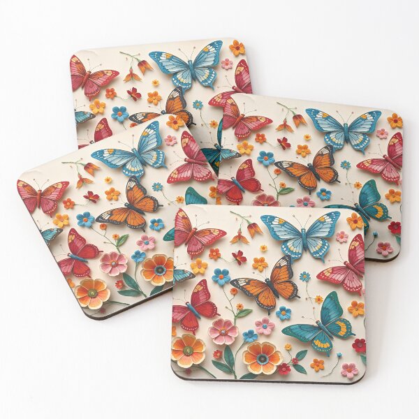 Item preview, Colorful Butterflies and Flowers in a Whimsical Garden designed and sold by tambanow.