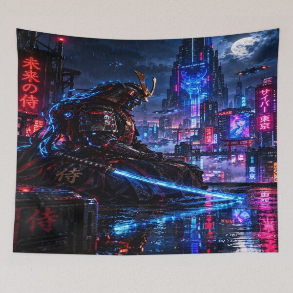 Item preview, Cyberpunk Samurai katana neon art designed and sold by JMAVILA ART.