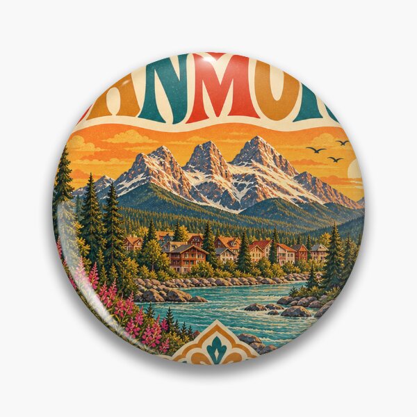 Item preview, Canmore Canada Travel Souvenir - Retro Heart Illustration designed and sold by VisualArtsOasis.