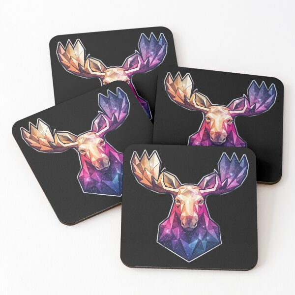 Item preview, Cosmic Moose – Low-Poly Geometric Galaxy Winter Art designed and sold by Cosmic Critters Decals.