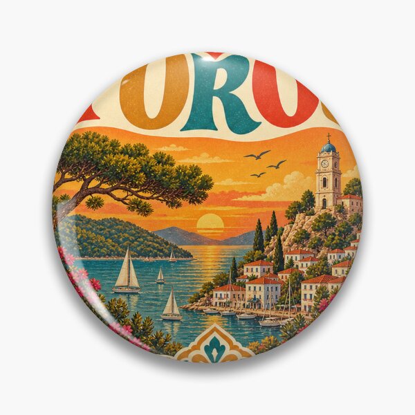 Item preview, Poros Greece Travel Souvenir - Retro Heart Illustration designed and sold by VisualArtsOasis.