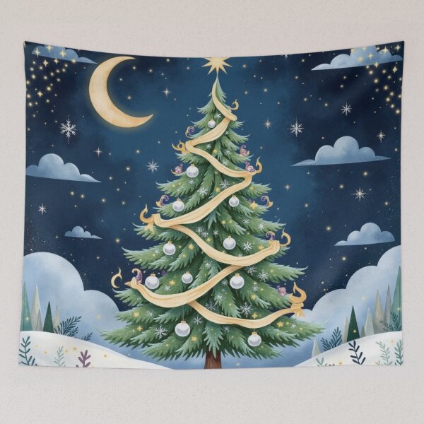 Item preview, Moonlit Starlight Christmas Tree designed and sold by Dream Bloom Gallery.