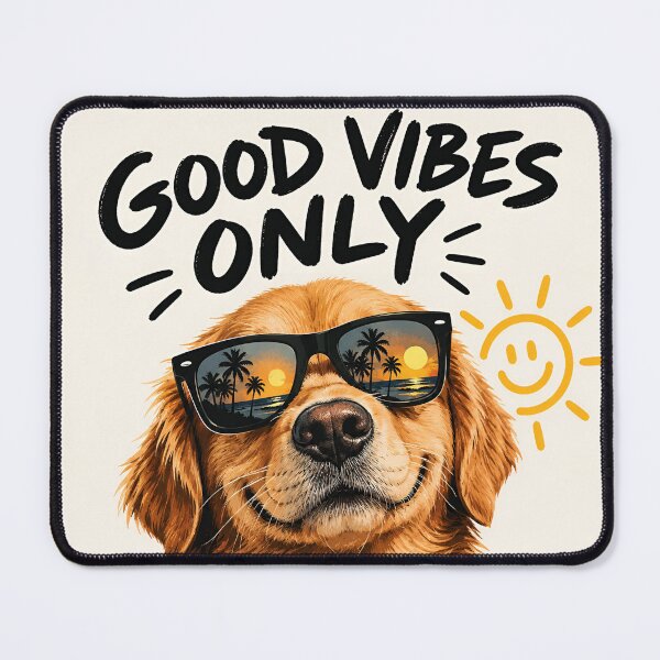 Item preview, Good Vibes Only Golden Retriever Summer Art designed and sold by BloomOfDesign.