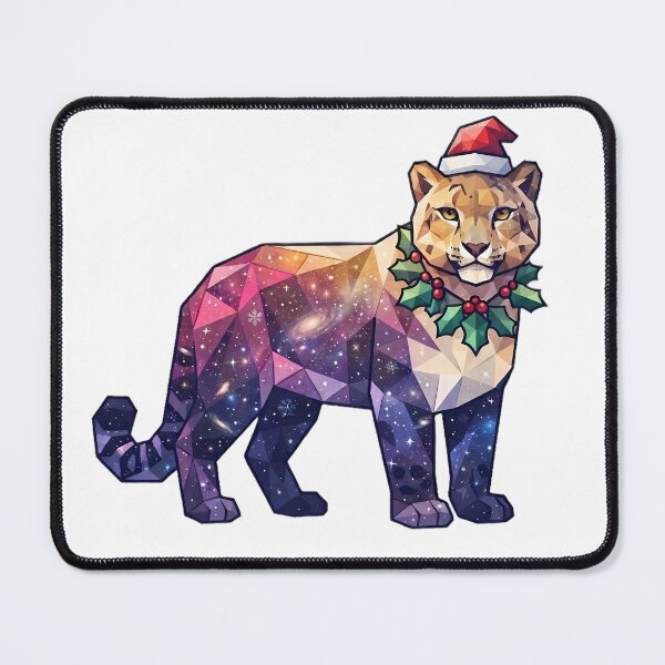 Item preview, Snow Leopard – Low-Poly Galaxy Christmas Holly Art designed and sold by Cosmic Critters Decals.