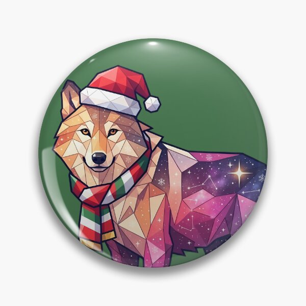 Item preview, Christmas Wolf – Low-Poly Galaxy Santa Hat Art designed and sold by Cosmic Critters Decals.