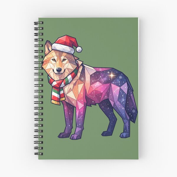 Item preview, Christmas Wolf – Low-Poly Galaxy Santa Hat Art designed and sold by Cosmic Critters Decals.